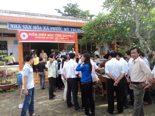 Xã Phước Mỹ Trung huyện Mỏ Cày Bắc hoàn thành tốt chỉ tiêu hiến máu tình nguyện năm 2013